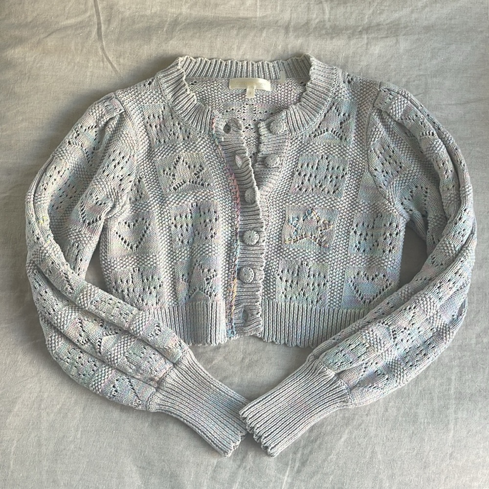 LoveShackFancy Matching Antique Pastel Rainbow Knit Set, Size S Top & XS bottom - Picture 9 of 13